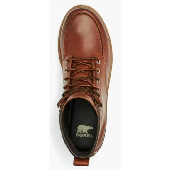 ?HP? SOREL Caribou Moc Toe Waterproof Boot Men\'s Sz 8 Dark Caramel Oatmeal NEW